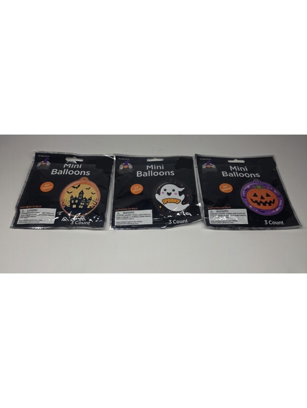 Lot Of 3 Mini FOIL BALLOONS Ghost Pumpkin Haunted House Halloween